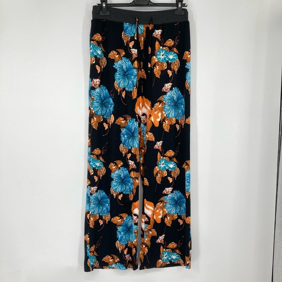 Tropical Print Pull On Relax Fit Loungewear Vacation Pants Medium Pockets NEW - Picture 1 of 9
